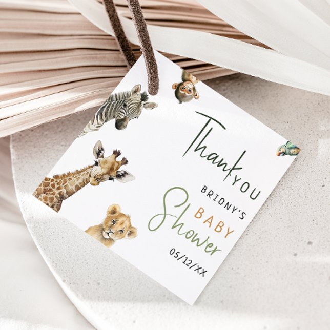 Wild Jungle Safari Animals Baby Shower Thank You Favor Tags (Creator Uploaded)