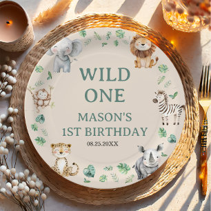 Wild Jungle Safari Animals Birthday Paper Plates