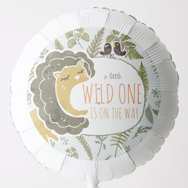 Wild Jungle Safari Animals Botanical Baby Shower Balloon (Front)
