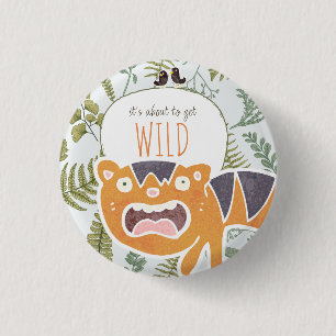 Wild Jungle Safari Animals Botanical Baby Shower Button
