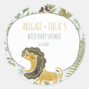 Wild Jungle Safari Animals Botanical Baby Shower Classic Round Sticker