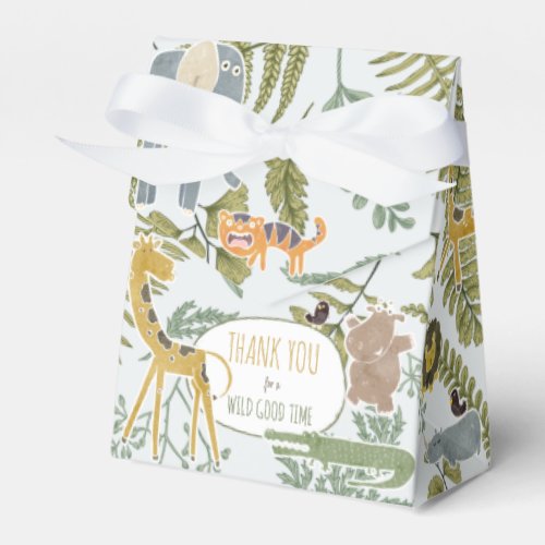 Wild Jungle Safari Animals Botanical Baby Shower Favor Boxes