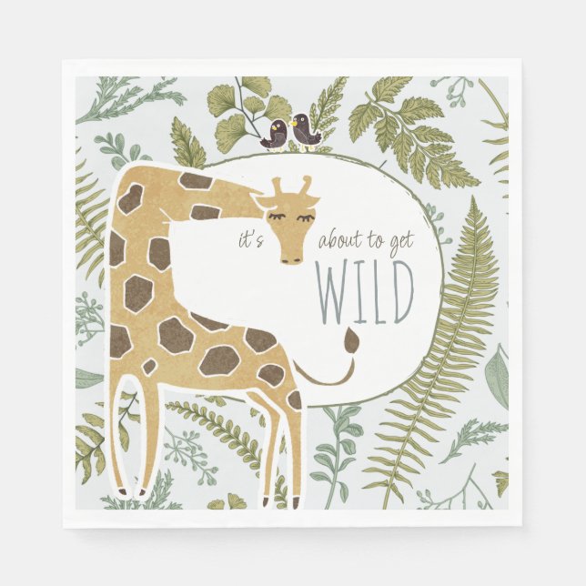 Wild Jungle Safari Animals Botanical Baby Shower Napkins (Front)