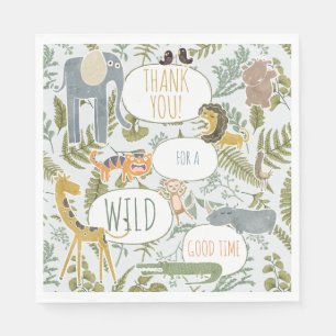 Wild Jungle Safari Animals Botanical Baby Shower Napkins