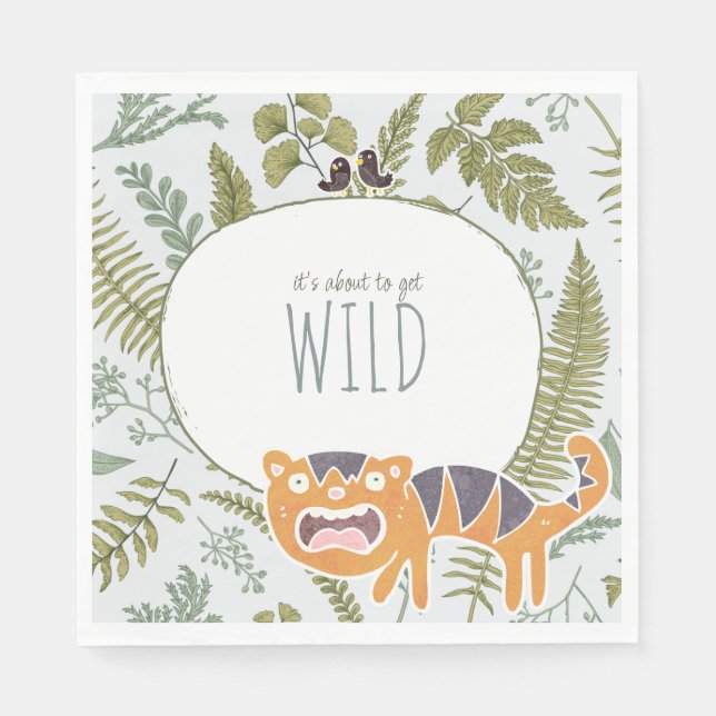 Wild Jungle Safari Animals Botanical Baby Shower Napkins (Front)