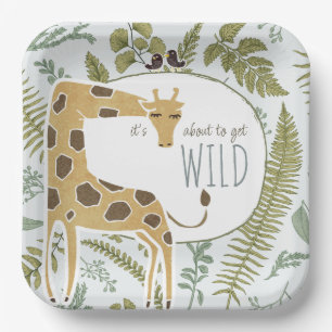 Wild Jungle Safari Animals Botanical Baby Shower Paper Plates