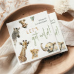 Wild Jungle Safari Animals Kids Birthday Party Napkins<br><div class="desc">Celebrate your little one's special day with our wild jungle safari animals kids birthday party napkins, perfect for a cute and whimsical occasion! It features a modern safari animal theme with adorable jungle creatures like a monkey, elephant, giraffe, lion, and zebra. With its simple natural boho-inspired watercolor landscape, this sweet...</div>