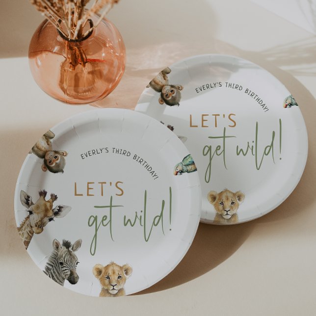 Wild Jungle Safari Animals Kids Birthday Party Paper Plates (Creator Uploaded)