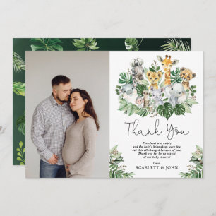 Wild Jungle Safari Animals Tropical Baby Shower Thank You Card