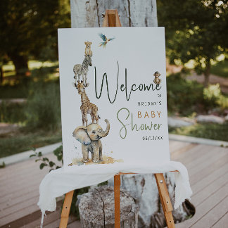 Wild Jungle Safari Animals Welcome Baby Shower Foam Board