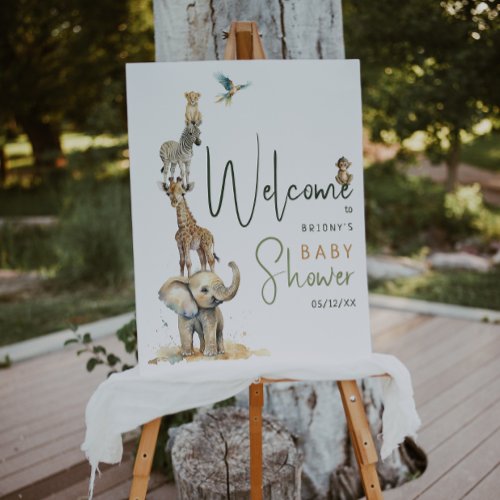 Wild Jungle Safari Animals Welcome Baby Shower