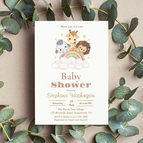 Wild Jungle Safari Baby Girl Shower Invitations