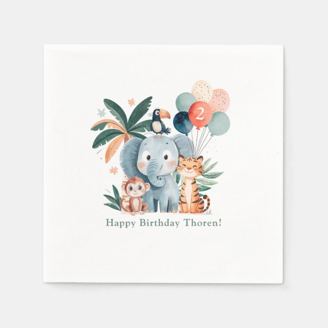 Wild Jungle Theme Birthday Party Napkins (Front)