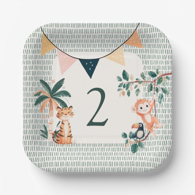 Wild Jungle Theme Birthday Party Paper Plates (Front)