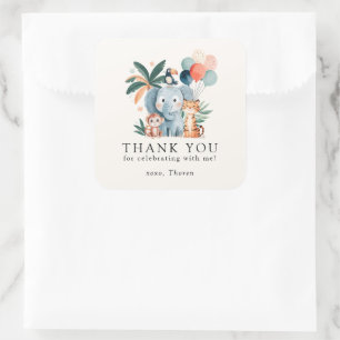 Wild Jungle Theme Birthday Party Square Sticker