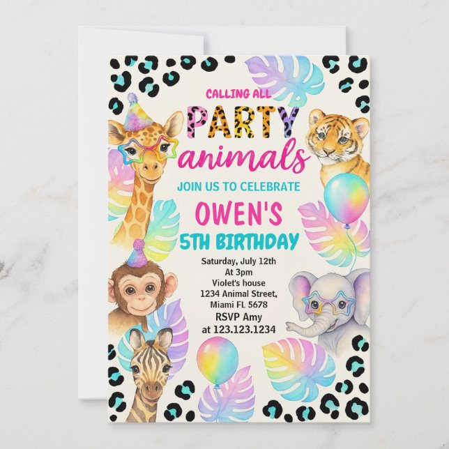 Wild Jungle Theme for Boys & Girls Invitation (Front)