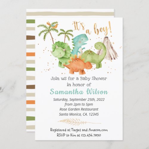 Wild Jurassic Dinosaur Baby Shower Invitation