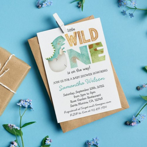 Wild Jurassic Dinosaur Baby Shower Invitation