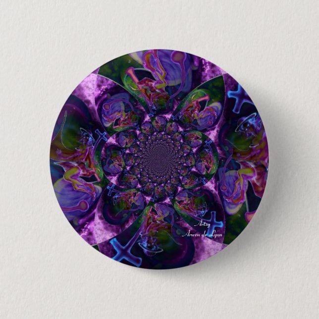 Wild Kaleidoscope Saturn Pinback Button (Front)