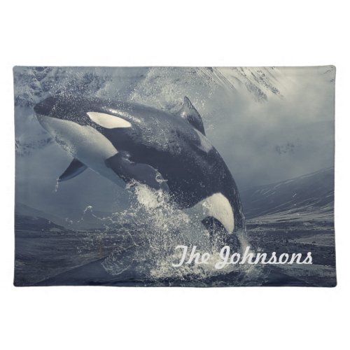 Wild Killer Whale Jumping Cloth Placemat