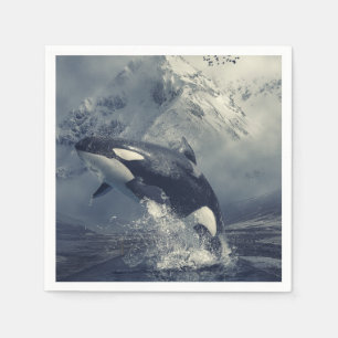 Wild Killer Whale Jumping Napkins