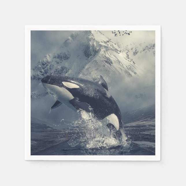 Wild Killer Whale Jumping Napkins (Front)