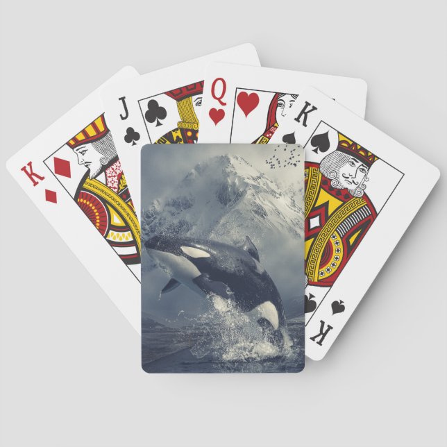 Wild Killer Whale Jumping Poker Cards (Back)