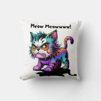 wild kitten throw pillow