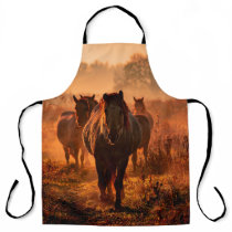 wild konik horses wich came running straight towar apron