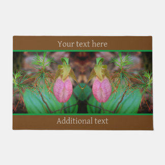 Wild Lady Slipper Orchid Evergreens Personalized Doormat
