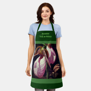 Wild Lady Slipper Orchid Flowers Personalized Apron