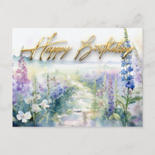 Wild Lavender flowers Happy birthday Postcard