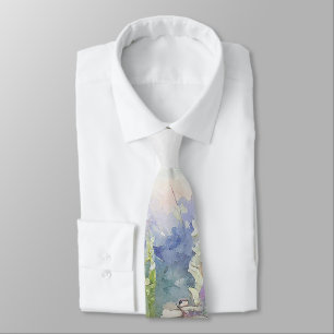 Wild Lavender flowers in watercolour Neck Tie