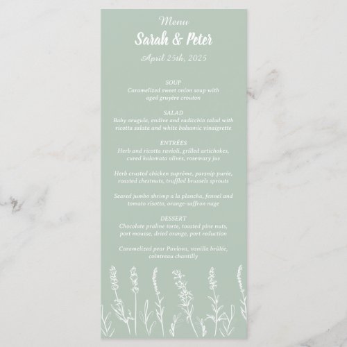 Wild Lavender Wedding Flat Menu