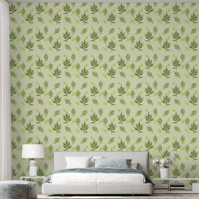 Wild Leaves on a Wallpaper (Bedroom)