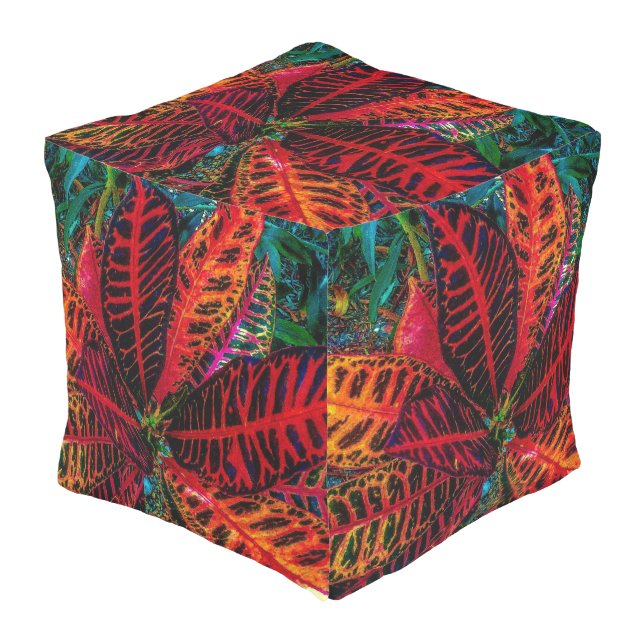 Wild Leaves Outdoor Pouf (Angled Front)