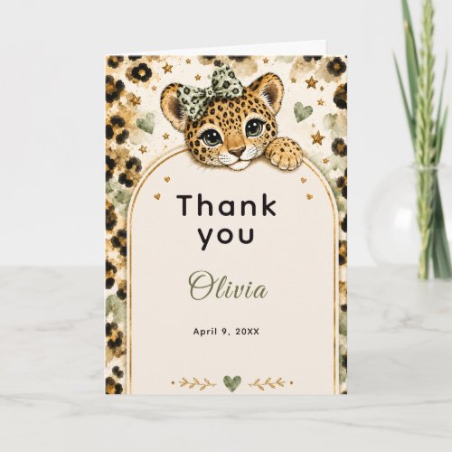 Wild Leopard 12th Birthday Party Thank You Card