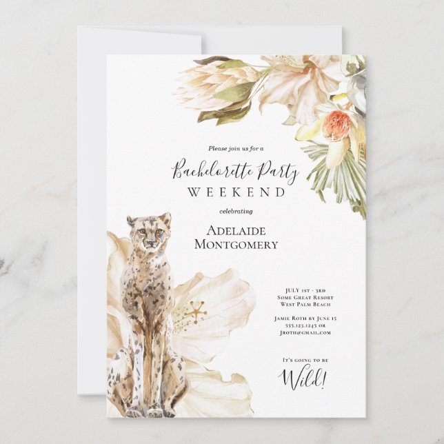 Wild Leopard Bachelorette Party Weekend Itinerary Invitation (Front)