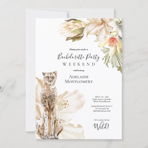 Wild Leopard Bachelorette Party Weekend Itinerary Invitation