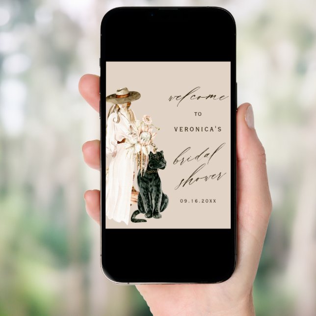 Wild Leopard Boho Lady Bridal Shower Welcome Sign  (Front Digital)