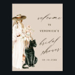 Wild Leopard Boho Lady Bridal Shower Welcome Sign<br><div class="desc">This bridal shower welcome sign features a boho lady with a flower bouquet,  leopard with modern calligraphy. For more advanced customization of this design,  please click the BLUE DESIGN TOOL BUTTON. Matching items are also available.</div>