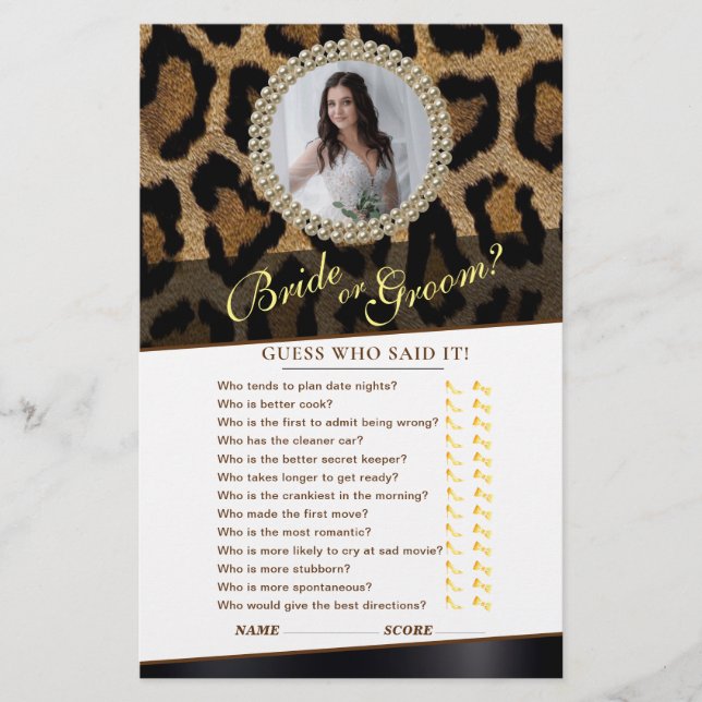 Wild Leopard Bridal shower Game (Front)