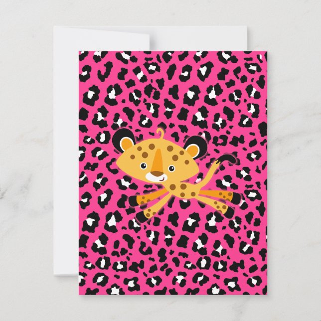wild leopard HOT PINK baby shower invitations! Invitation (Front)