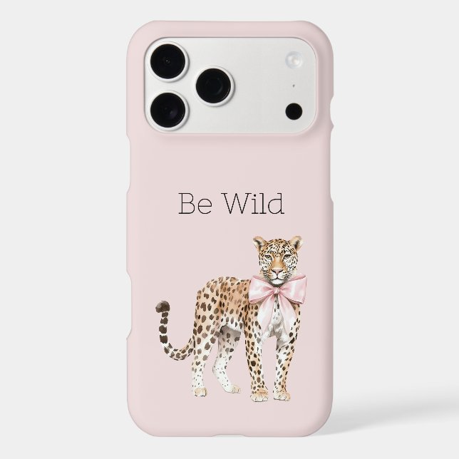 Wild Leopard Pink Bow   iPhone Case (Back)