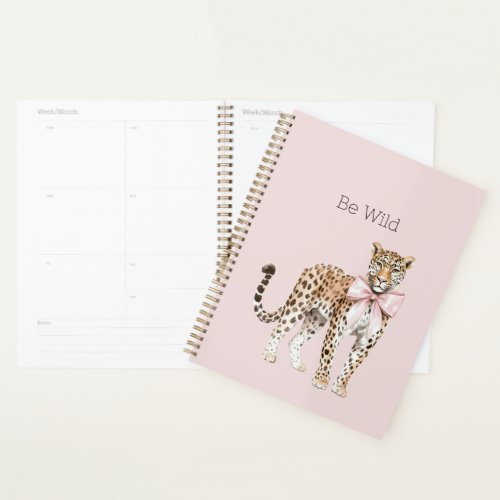 Wild Leopard Pink Bow   Planner