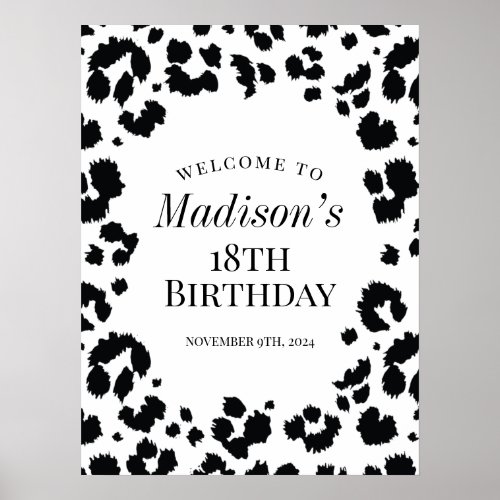 Wild Leopard Print Birthday Party Welcome Sign