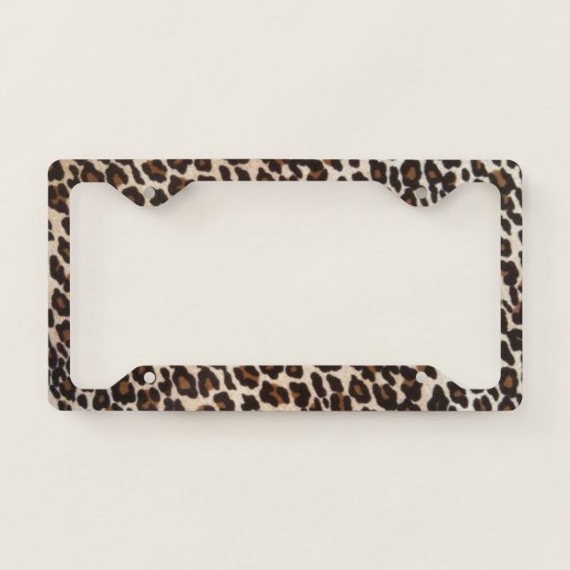 Wild Leopard Print License Plate Frame (Front)