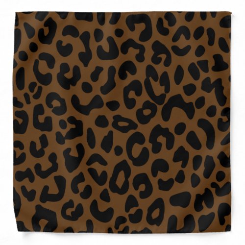 Wild Leopard Print Pattern Black Brown Bandana