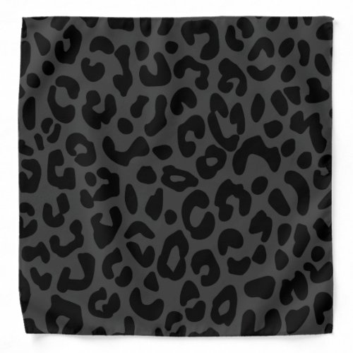 Wild Leopard Print Pattern Black Gray Bandana