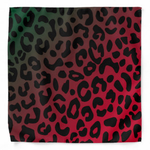 Wild Leopard Print Pattern Ombre Green Red  Bandana